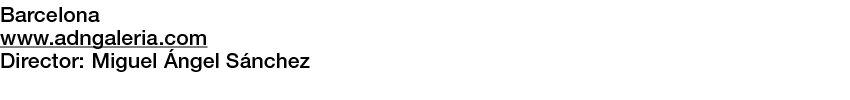  Barcelona   www adngaleria com  Director:  Miguel Ángel Sánchez      
