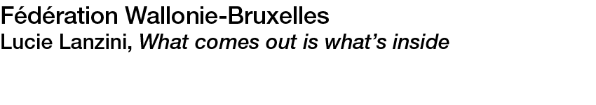 Fédération Wallonie-Bruxelles Lucie Lanzini, What comes out is what s inside 