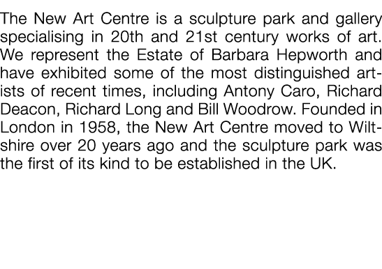  The New Art Centre is a sculpture park and gallery specialising in 20th and 21st century works of art  We represent    