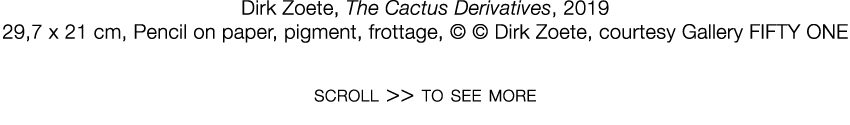   Dirk Zoete  ,   The Cactus Derivatives  ,   2019     29,7 x 21 cm  ,   Pencil on paper, pigment, frottage  ,          
